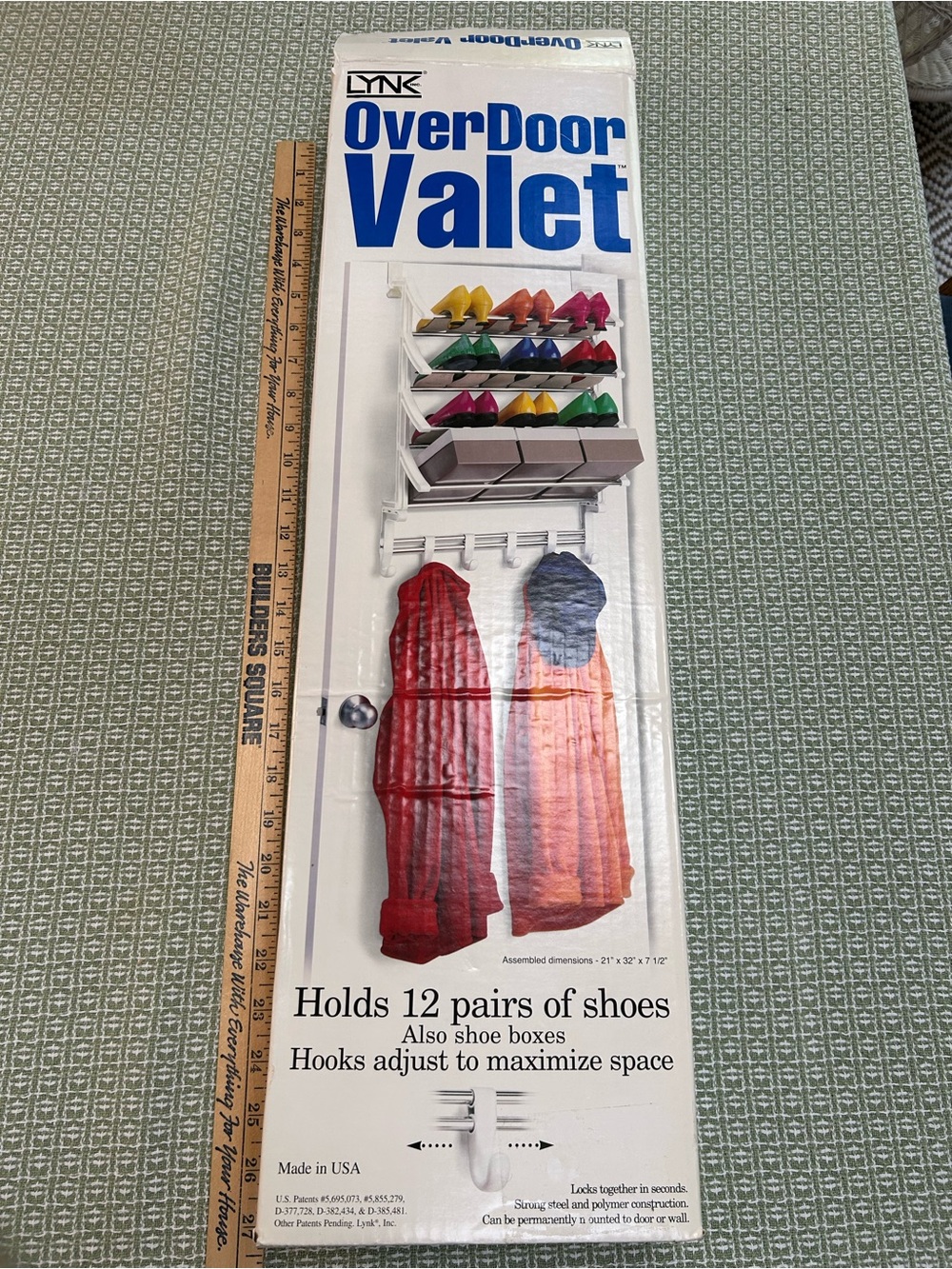 OverDoor Valet Clothing & Shoe Organizer - Steel & Polymer White Construction.